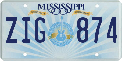 MS license plate ZIG874