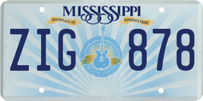 MS license plate ZIG878