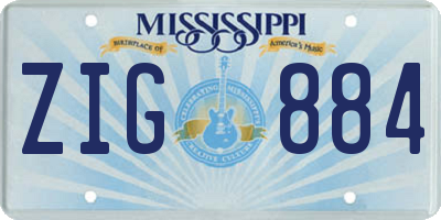 MS license plate ZIG884