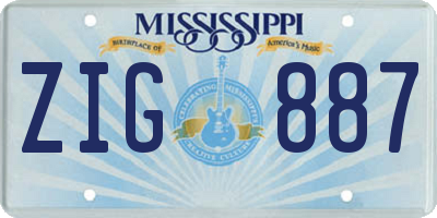 MS license plate ZIG887