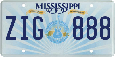 MS license plate ZIG888