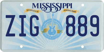 MS license plate ZIG889