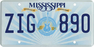 MS license plate ZIG890