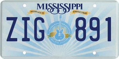 MS license plate ZIG891