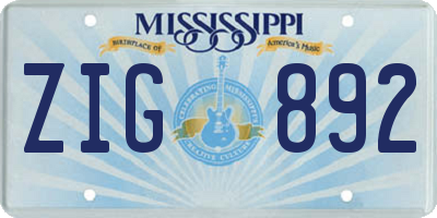 MS license plate ZIG892