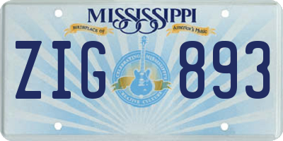 MS license plate ZIG893