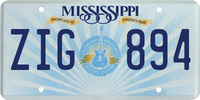 MS license plate ZIG894