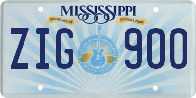 MS license plate ZIG900