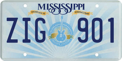 MS license plate ZIG901