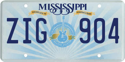 MS license plate ZIG904
