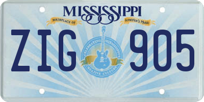 MS license plate ZIG905
