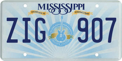 MS license plate ZIG907