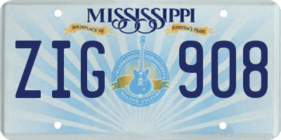 MS license plate ZIG908