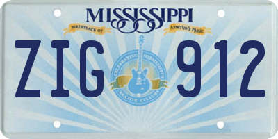 MS license plate ZIG912