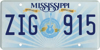MS license plate ZIG915