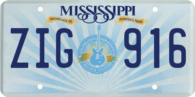 MS license plate ZIG916