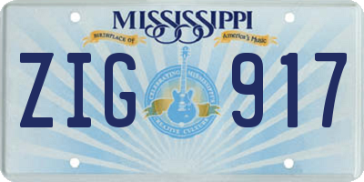 MS license plate ZIG917