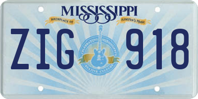 MS license plate ZIG918