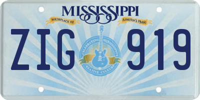 MS license plate ZIG919