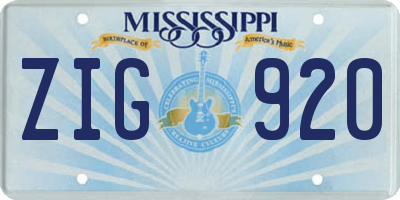 MS license plate ZIG920