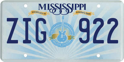 MS license plate ZIG922