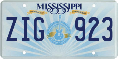 MS license plate ZIG923