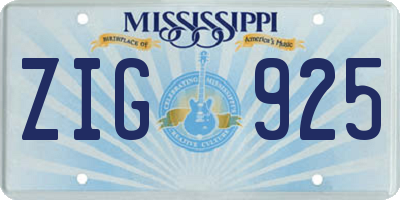 MS license plate ZIG925