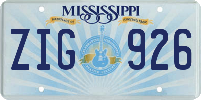 MS license plate ZIG926