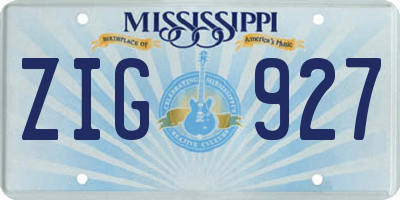 MS license plate ZIG927