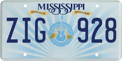 MS license plate ZIG928