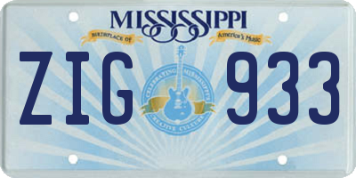 MS license plate ZIG933