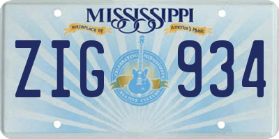 MS license plate ZIG934