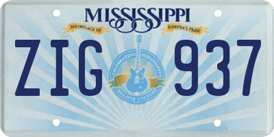 MS license plate ZIG937