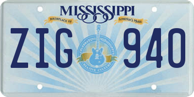 MS license plate ZIG940