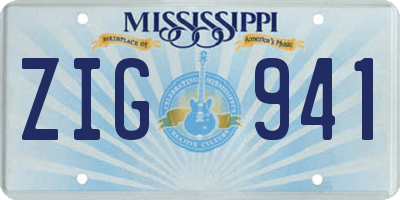 MS license plate ZIG941