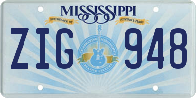 MS license plate ZIG948