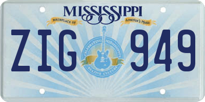 MS license plate ZIG949