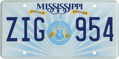 MS license plate ZIG954
