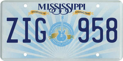 MS license plate ZIG958