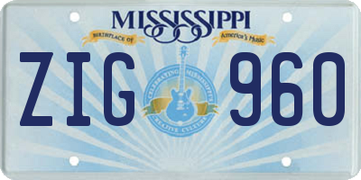 MS license plate ZIG960