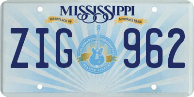 MS license plate ZIG962
