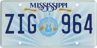 MS license plate ZIG964