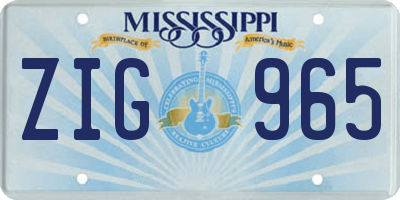 MS license plate ZIG965