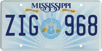 MS license plate ZIG968