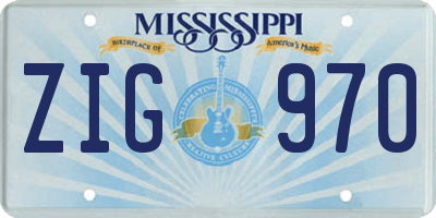 MS license plate ZIG970