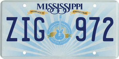 MS license plate ZIG972