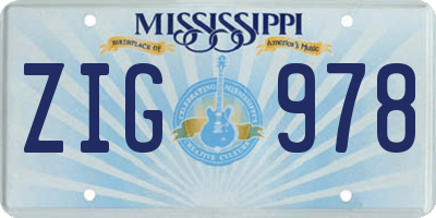 MS license plate ZIG978