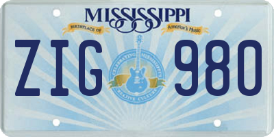 MS license plate ZIG980