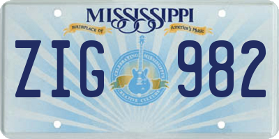 MS license plate ZIG982