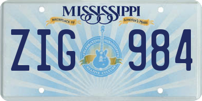 MS license plate ZIG984
